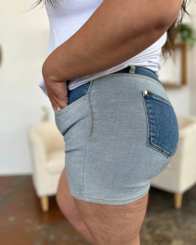 Judy Blue Full Size Color Block Denim Shorts