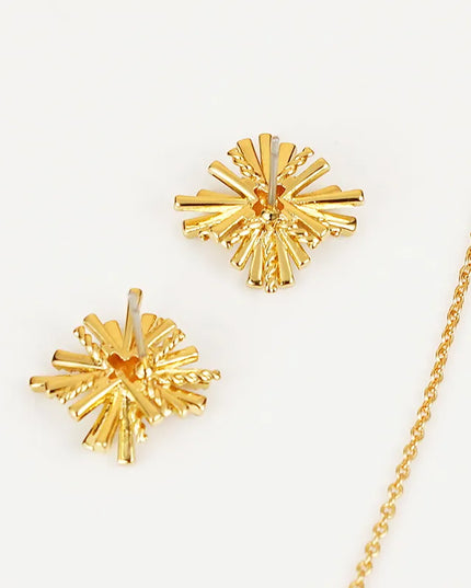 Starburst Gold-Plated Earrings and Necklace Set