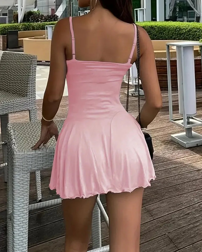 Long Sleeve Crop Top and Cami Dress Set