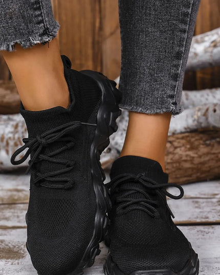 Mesh Lace-Up Round Toe Athletic 