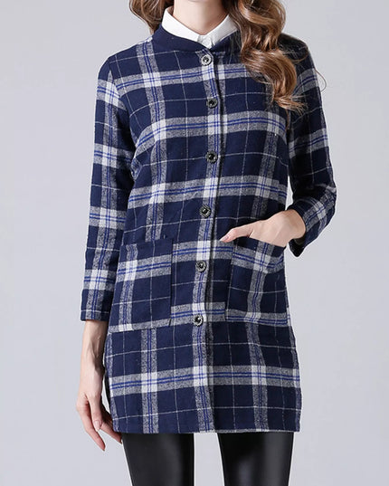 Plus Size Plaid Button-Down Longline Shirt