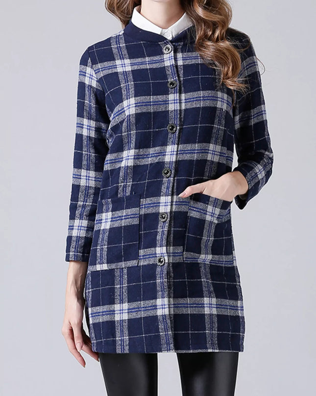 Plus Size Plaid Button-Down Longline Shirt