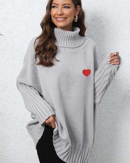 Turtle Neck Long Sleeve Ribbed Sweater