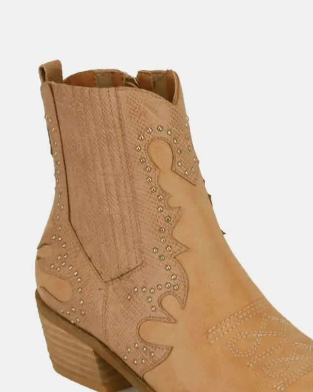 Beast Fashion Studded Detail Point Toe Boots