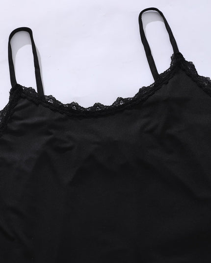 Plus Size Lace Trim Scoop Neck Cami and Printed Shorts Pajama Set