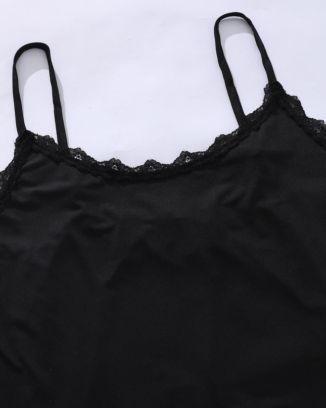 Plus Size Lace Trim Scoop Neck Cami and Printed Shorts Pajama Set