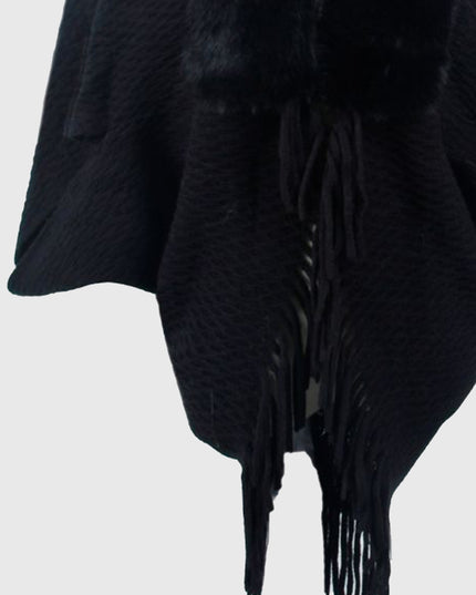 Open Front Fringe Hem Poncho
