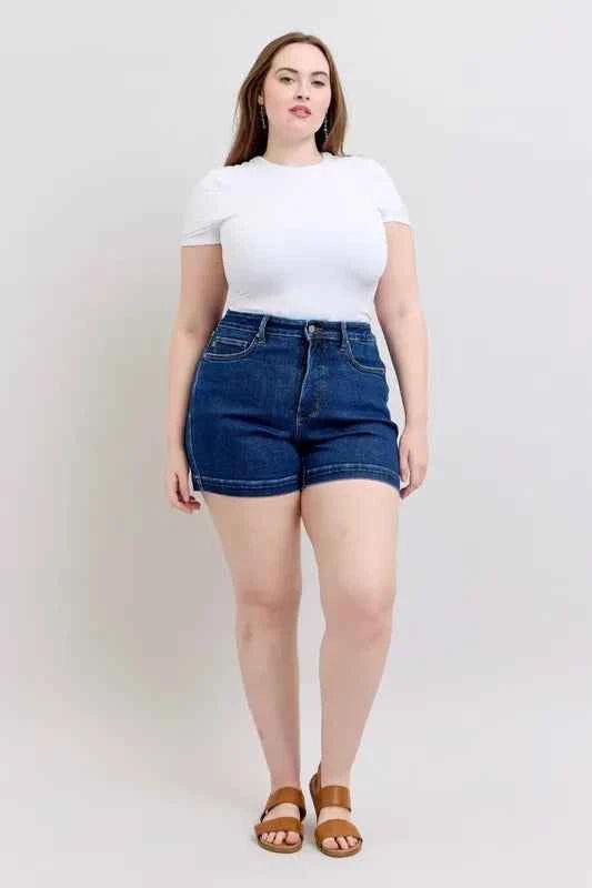 Judy Blue Plus Size High Waist Tummy Control Denim Shorts