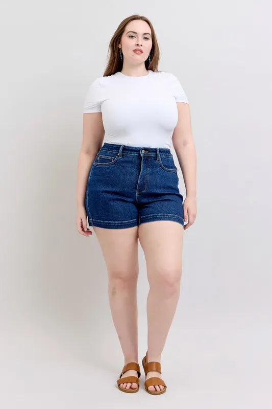 Judy Blue Plus Size High Waist Tummy Control Denim Shorts