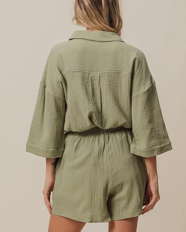 BiBi Crinkle Gauze Shirt and Short Set