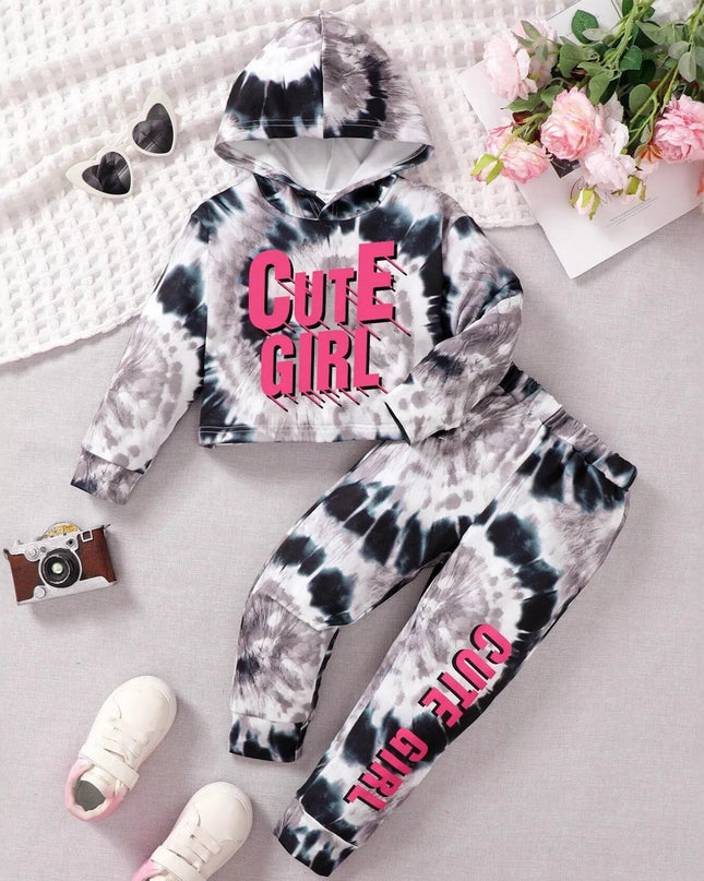 Children's Tie-Dye Hoodie & Pants Set Gray
