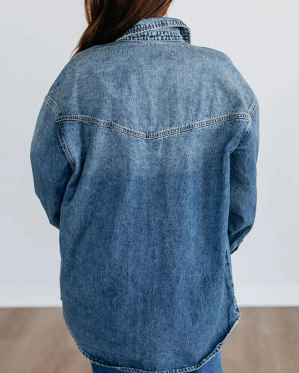 Snap Down Dropped Shoulder Denim Jacket