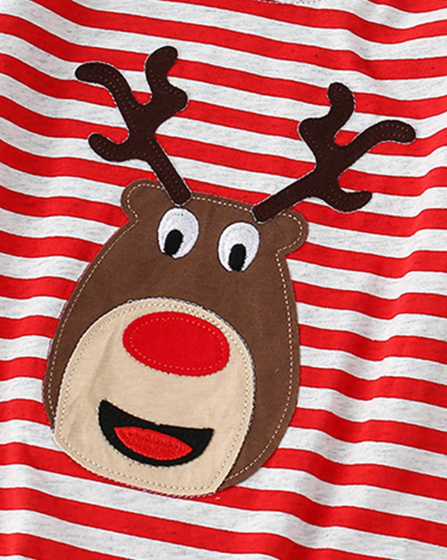Children's Reindeer Striped Long Sleeve T-Shirt
