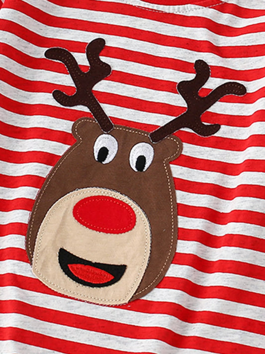 Children's Reindeer Striped Long Sleeve T-Shirt