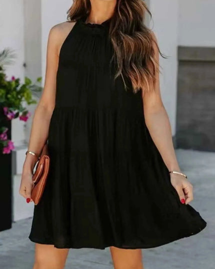Tiered Sleeveless Tie Back Mini Dress