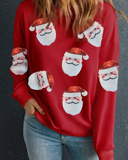Sequin Santa Patch Round Neck Sweatshirt