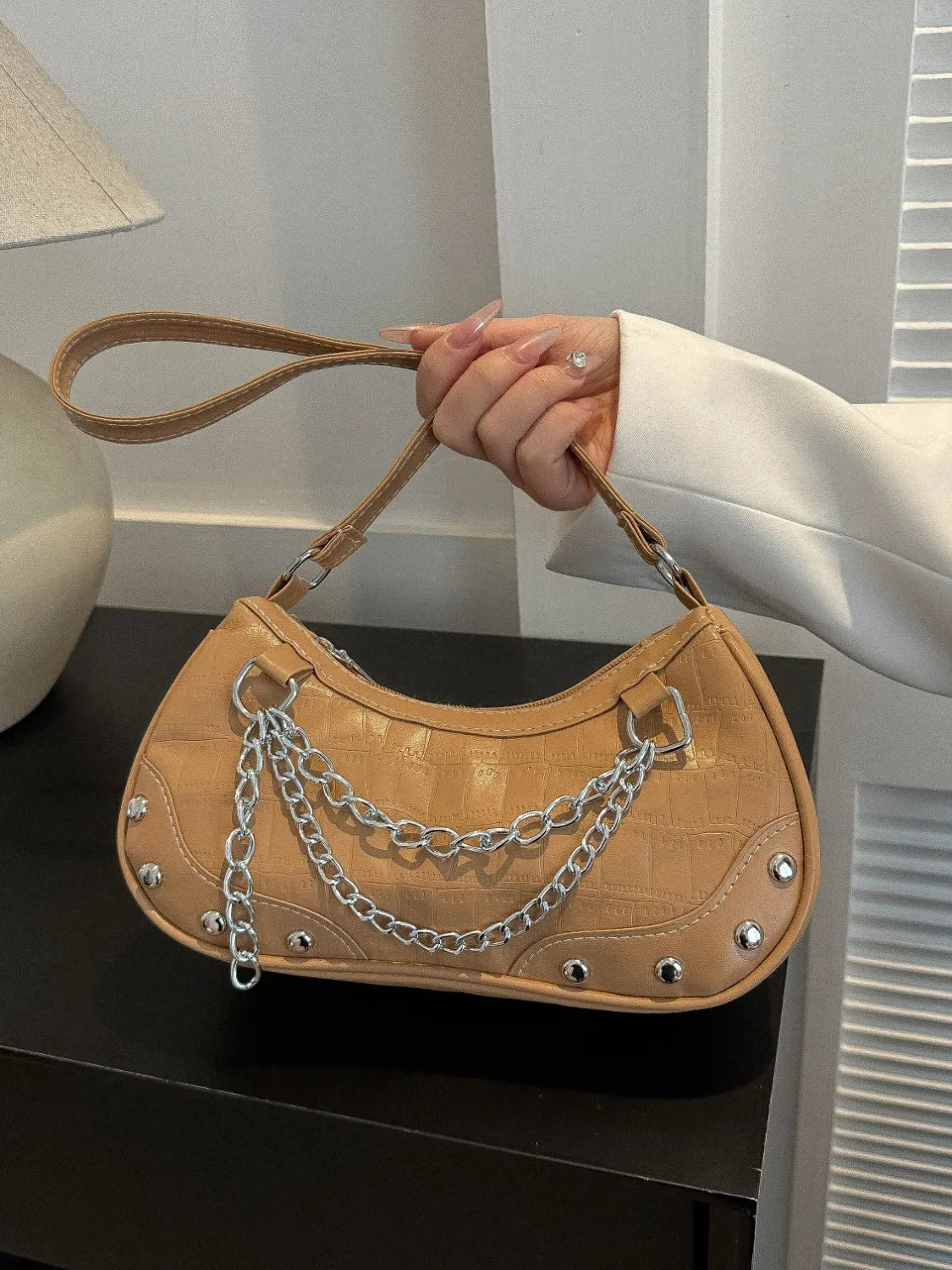 Chain PU Leather Shoulder Bag 