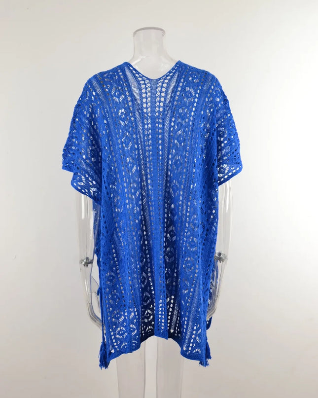 Angel Wings Cutout V-Neck Cover-Up with Tassel 