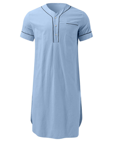 Men's Full Size Button Detail Short Sleeve Lounge Dress Plus Size