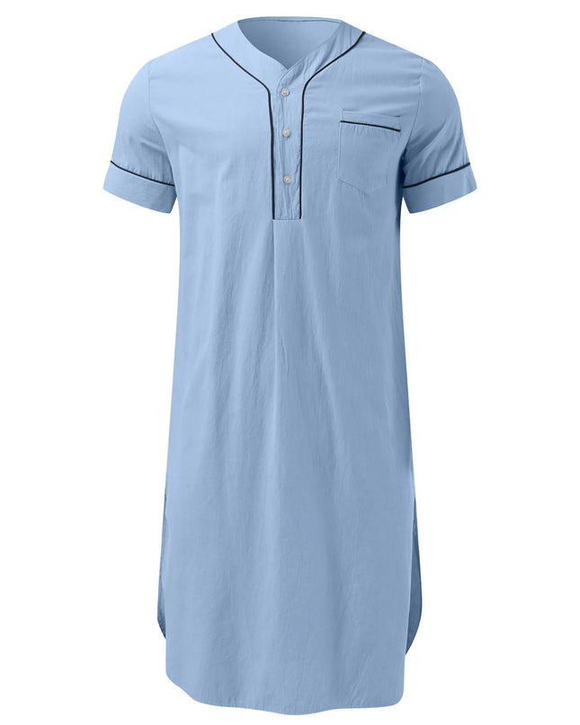 Men's Full Size Button Detail Short Sleeve Lounge Dress Plus Size