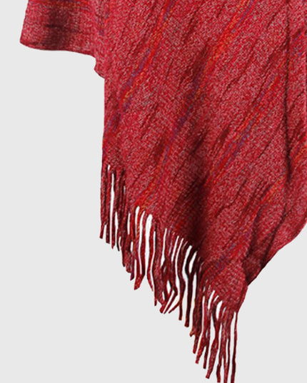 Fringe Hem Hooded Poncho