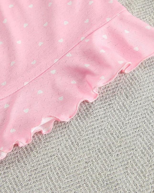 Polka Dot Round Neck Top and Pants Lounge Set