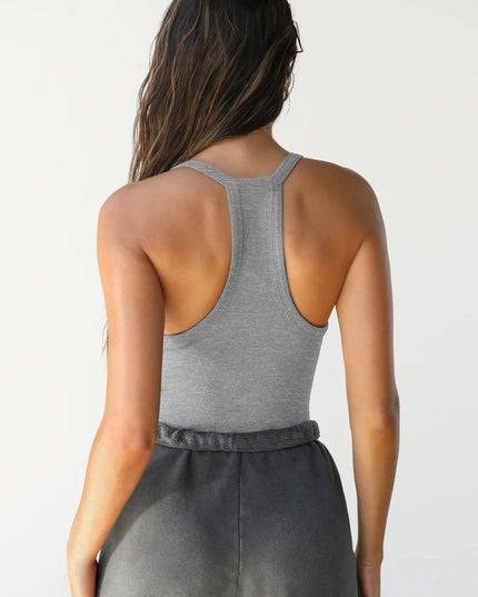 Ribbed V-Neck Halter Tank Top 