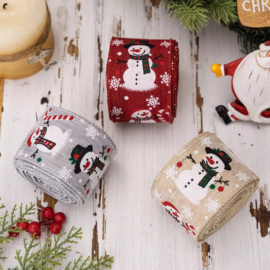Christmas Snowman Decorative Ribbon Red One Size