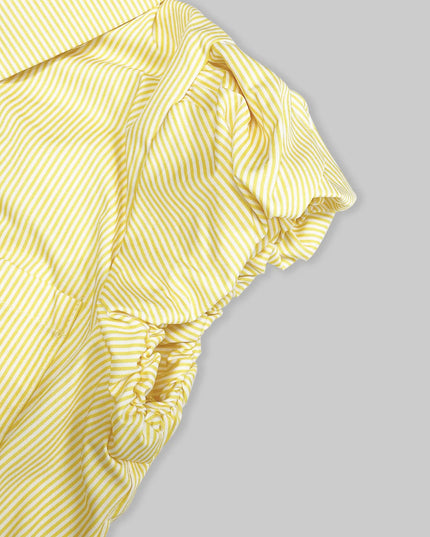 Striped Puff Sleeve Button-Up Shirt