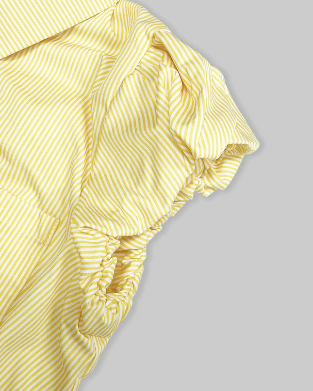 Striped Puff Sleeve Button-Up Shirt