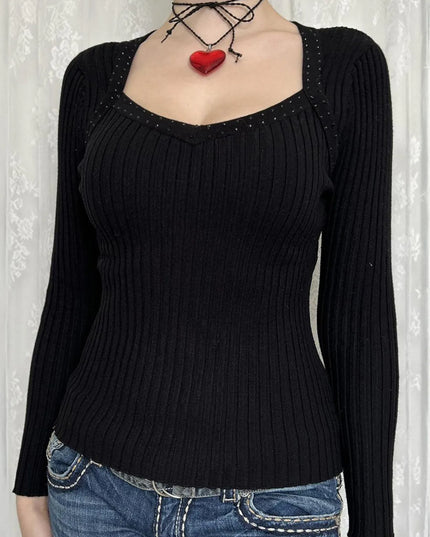Long Sleeve Ribbed Knit Top