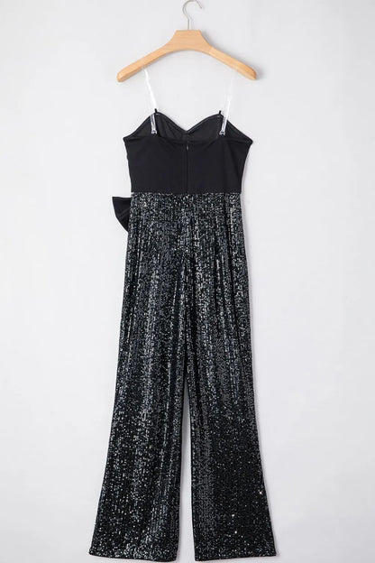Bow Sequin Wide Leg Jumpsuit 