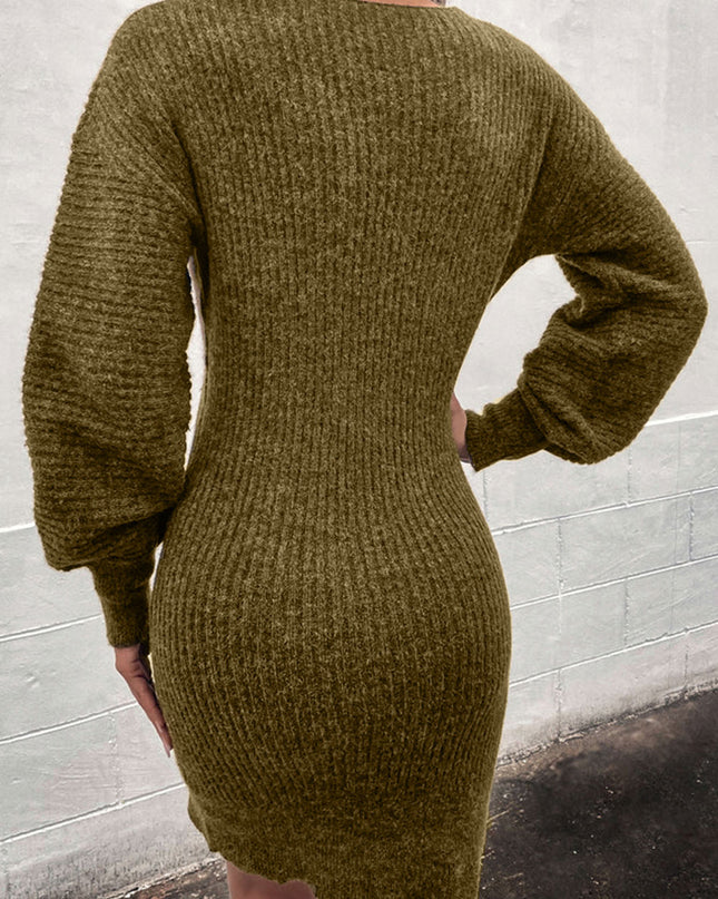 Ribbed Long Sleeve Sweater Dress