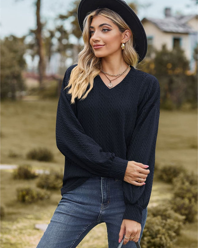 V-Neck Dropped Shoulder Blouse