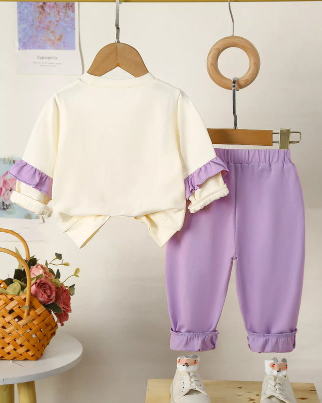 Children's Flower Long Sleeve Top and Pants Set