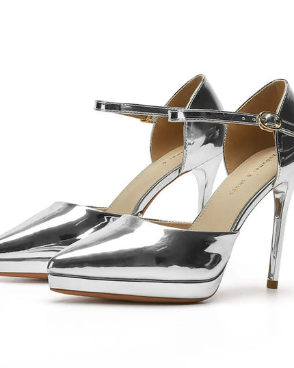 Point Toe Stiletto Pumps Silver