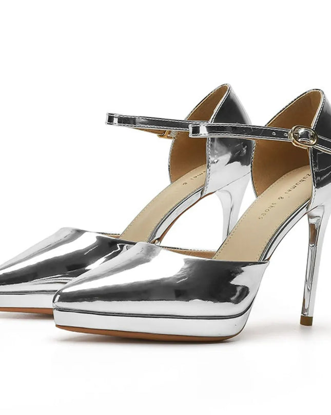 Point Toe Stiletto Pumps Silver