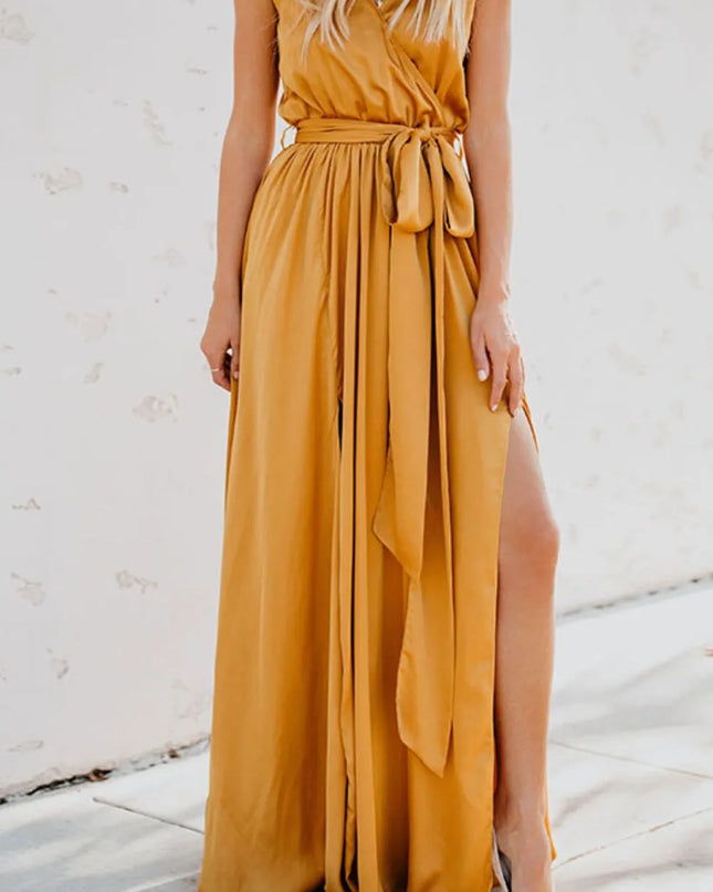 Surplice Tie Waist Maxi Dress