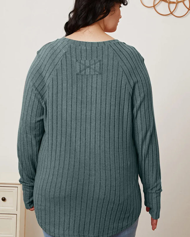 Basic Bae Full Size Ribbed Thumbhole Sleeve T-Shirt