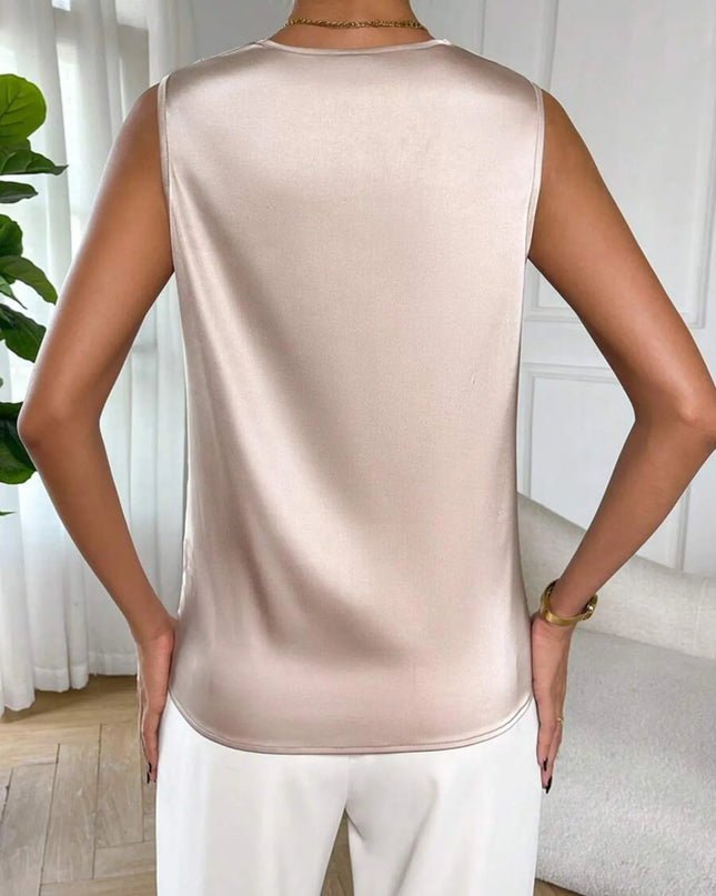 Satin Cowl Neck Sleeveless Blouse