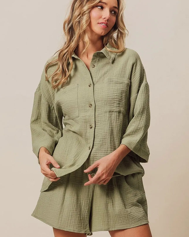 BiBi Crinkle Gauze Shirt and Short Set