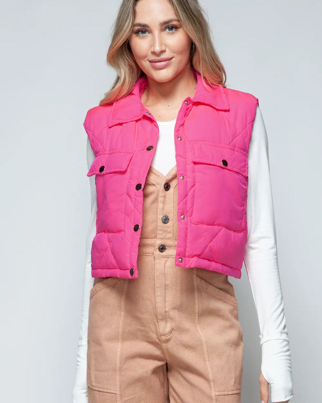 Snobbish Snap Down Quilted Crop Vest