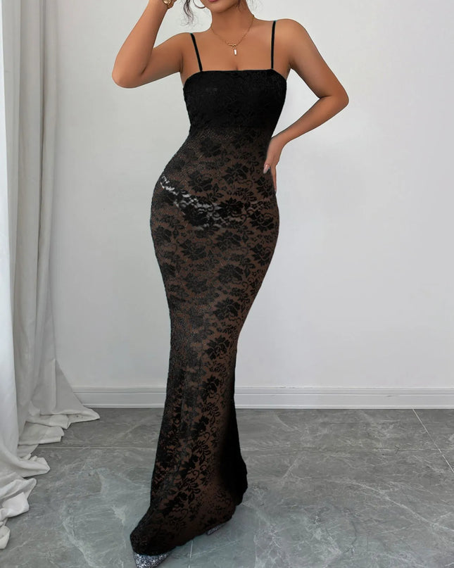 Lace Square Neck Maxi Cami Dress