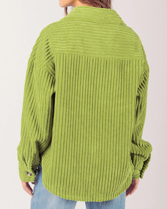 Button Up Long Sleeve Corduroy Jacket