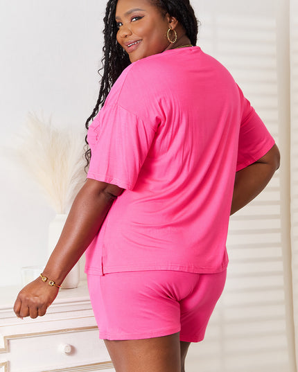 Basic Bae Full Size Soft Rayon Half Sleeve Top and Shorts Set