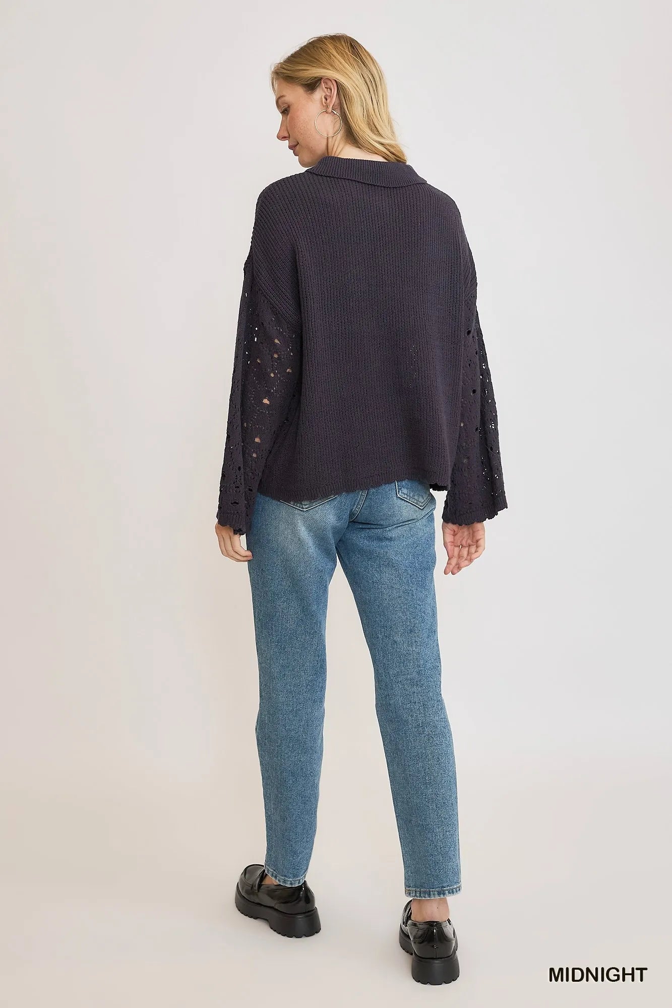 Umgee Hollow Out Button Down Cardigan