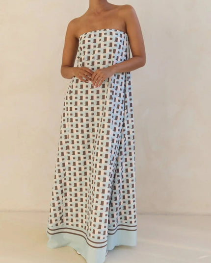 Smocked Printed Tube Maxi Dress
