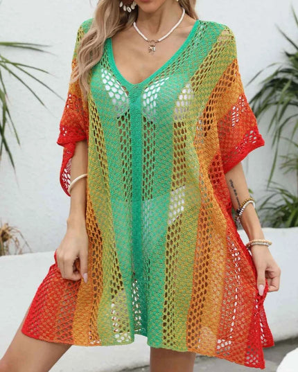 Rainbow Gradient Crochet Beach Cover Up