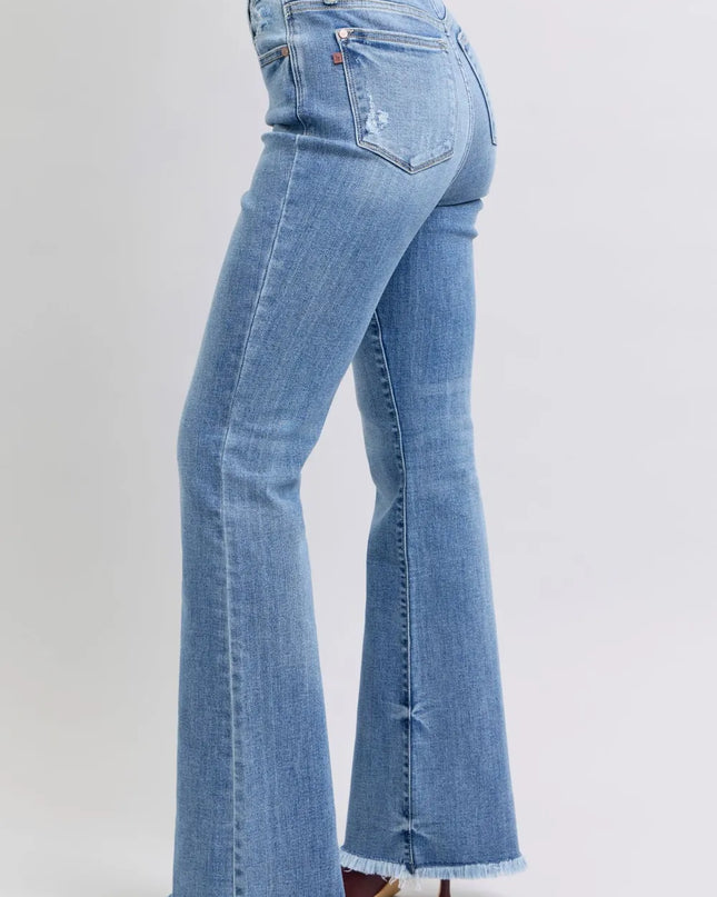 Judy Blue Full Size Raw Hem High Rise Bootcut Jeans