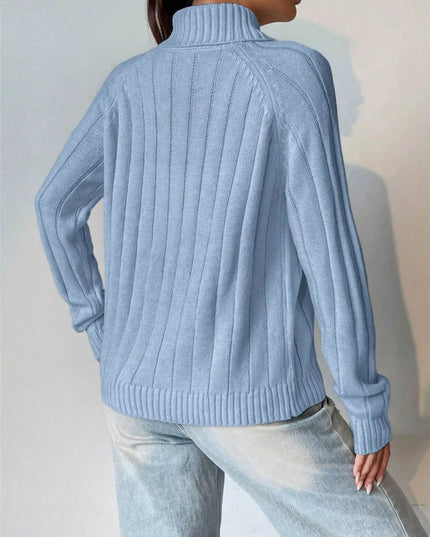 Ribbed Turtleneck Long Sleeve Sweater